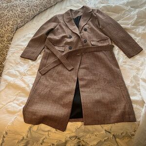 Women's Brown Houndstooth Coat